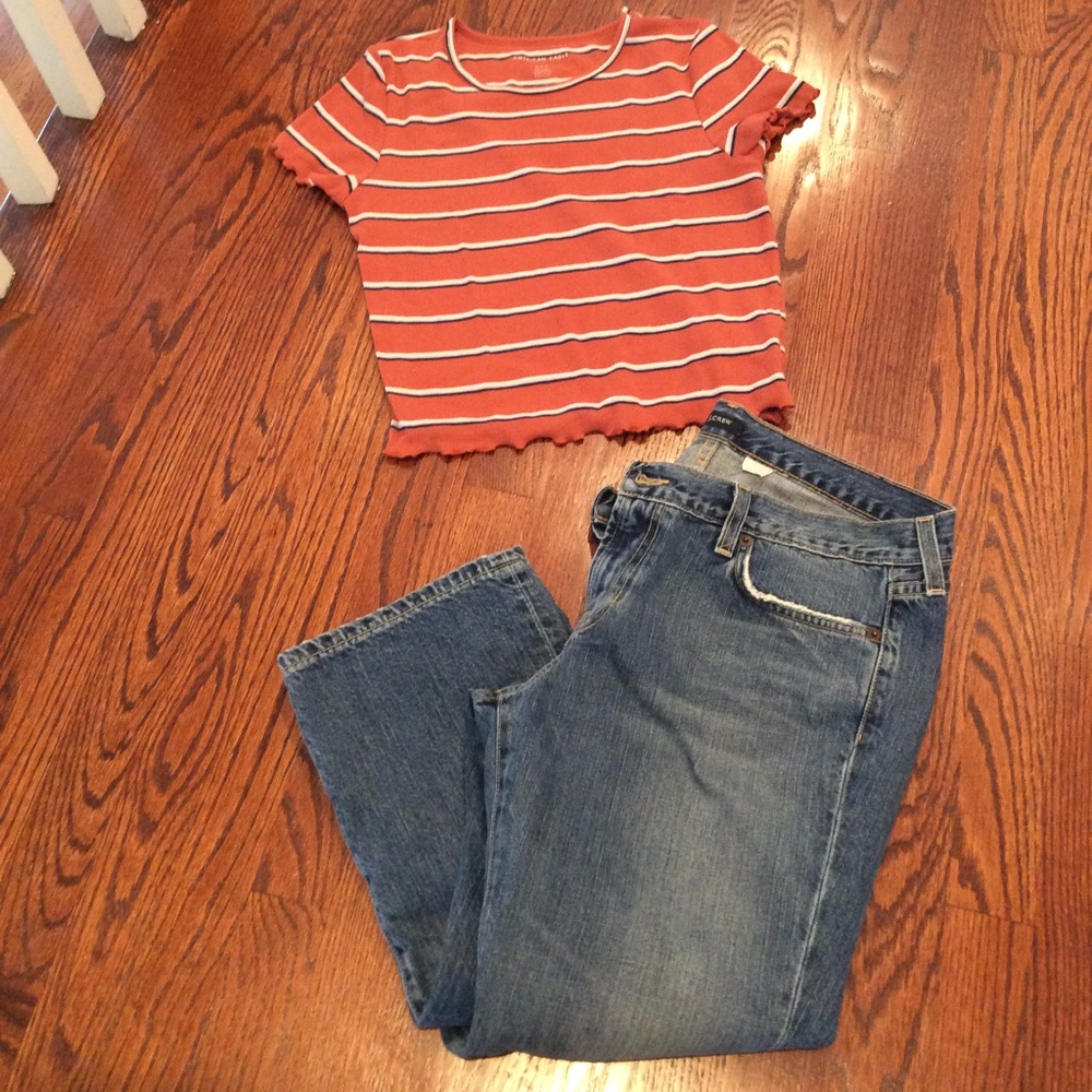 J crew 10p boot cut cropped jeans 100% cotton - Picture 1 of 6